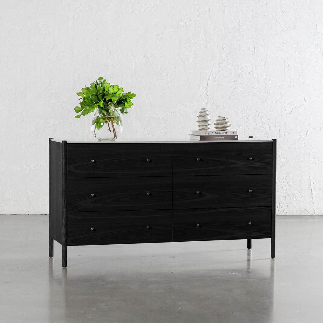 BRANZANO CHEST OF DRAWERS  |  BLACK NOIR  |  CARRARA WHITE CERAMIC TOP