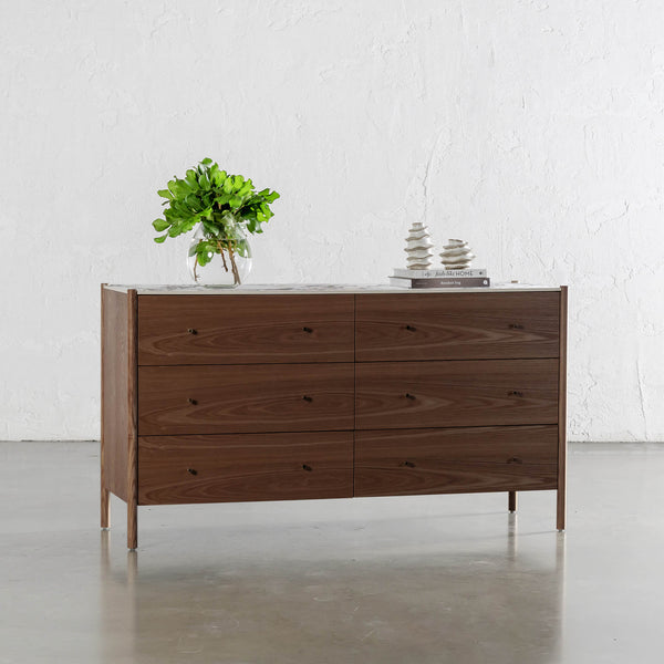 BRANZANO CHEST OF DRAWERS  |  DEEP WALNUT  WOOD GRAIN  |  BULGARI MARBLE AUTUMNAL WARM