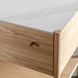 BRANZANO NIGHT STAND  |  BIRCH ASH  |  CARRARA WHITE CERAMICA TOP