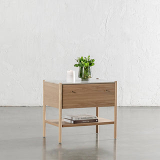 BRANZANO NIGHT STAND  |  BIRCH ASH  |  CARRARA WHITE CERAMICA TOP