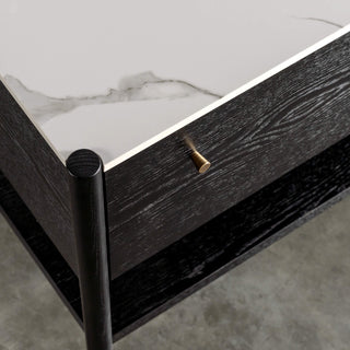 BRANZANO NIGHT STAND  |  BLACK NOIR  |  CARRARA WHITE CERAMIC TOP