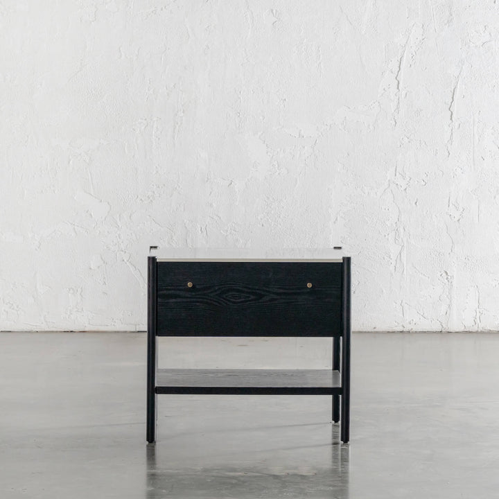 BRANZANO NIGHT STAND  |  BLACK NOIR  |  CARRARA WHITE CERAMIC TOP