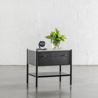 BRANZANO NIGHT STAND  |  BLACK NOIR  |  CARRARA WHITE CERAMIC TOP