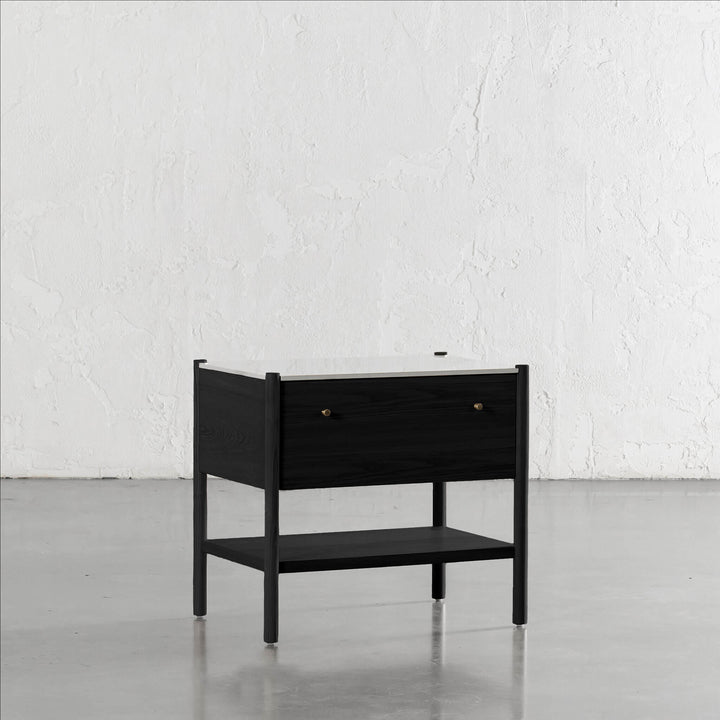BRANZANO NIGHT STAND  |  BLACK NOIR  |  CARRARA WHITE CERAMIC TOP
