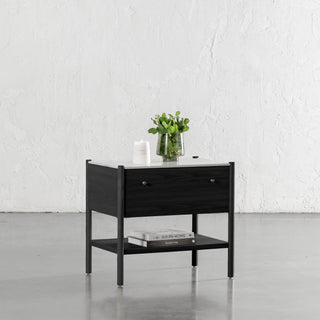 BRANZANO NIGHT STAND  |  BLACK NOIR  |  CARRARA WHITE CERAMIC TOP