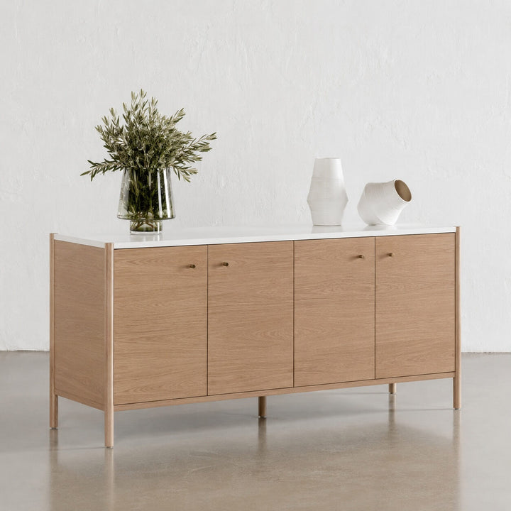 BRANZANO SIDEBOARD  |  BIRCH ASH WOOD GRAIN |  CARRARA WHITE CERAMIC TOP