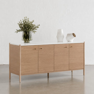 BRANZANO SIDEBOARD  |  BIRCH ASH WOOD GRAIN |  CARRARA WHITE CERAMIC TOP