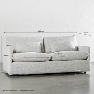 BREMAN 3.5 SEATER SOFA BED | ASHEN MIST BOUCLE | MEASUREMENTS