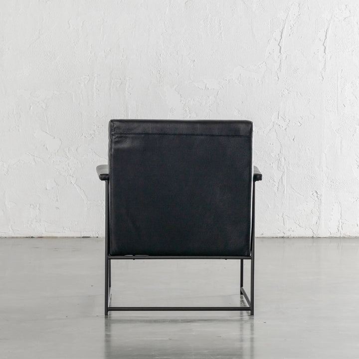 BRESSON LEATHER ARMCHAIR BACK VIEW  |  NOIR BLACK LEATHER