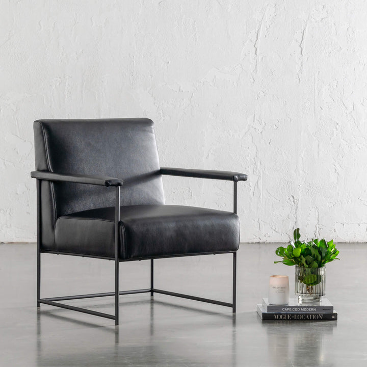 BRESSON LEATHER ARMCHAIR  |  NOIR BLACK LEATHER