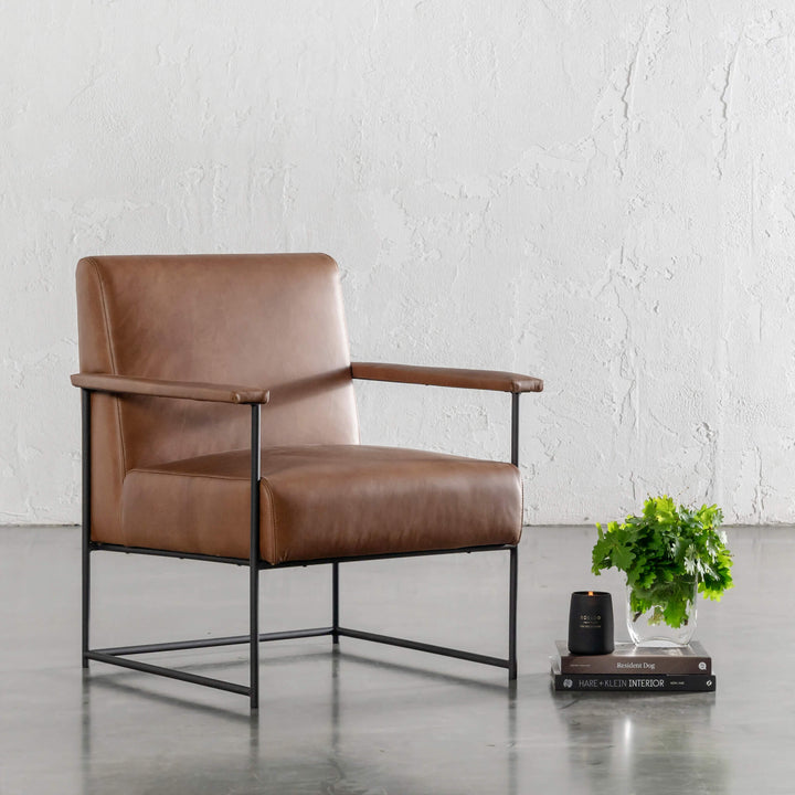 BRESSON LEATHER ARMCHAIR  |  COGNAC LEATHER