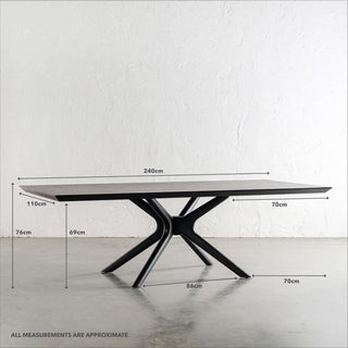 BRETON DINING TABLE  | BLACK NOIR WOOD GRAIN  |  240CM | MEASUREMENTS