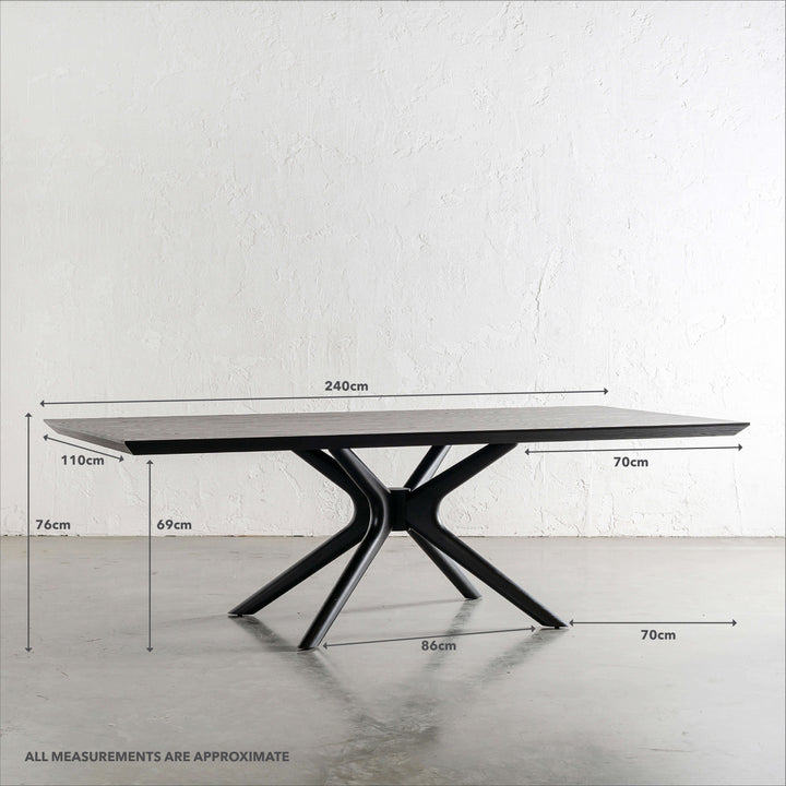 BRETON DINING TABLE  | BLACK NOIR WOOD GRAIN  |  240CM | MEASUREMENTS