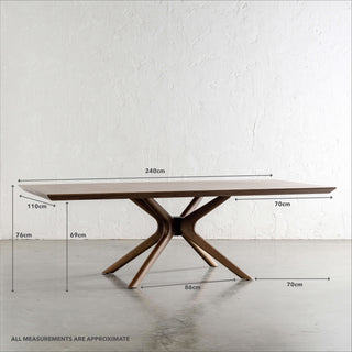 BRETON DINING TABLE  |  DEEP WALNUT WOOD GRAIN  |  240CM | MEASUREMENTS