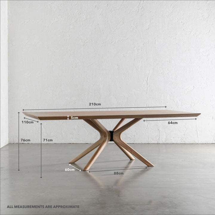BRETON DINING TABLE  |  BIRCH ASH WOOD GRAIN  |  210CM | MEASUREMENTS
