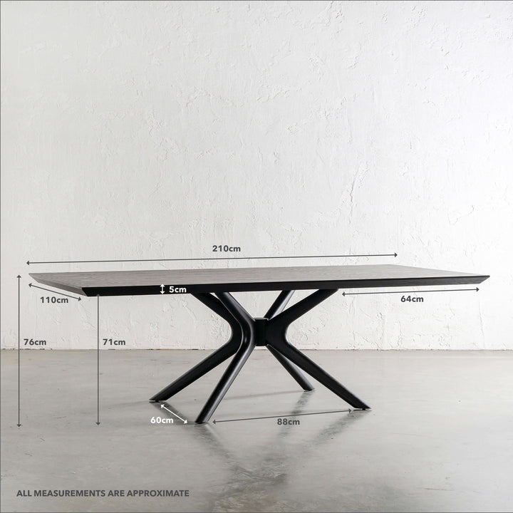 BRETON DINING TABLE  |  BLACK NOIR WOOD GRAIN  |  210CM | MEASUREMENTS