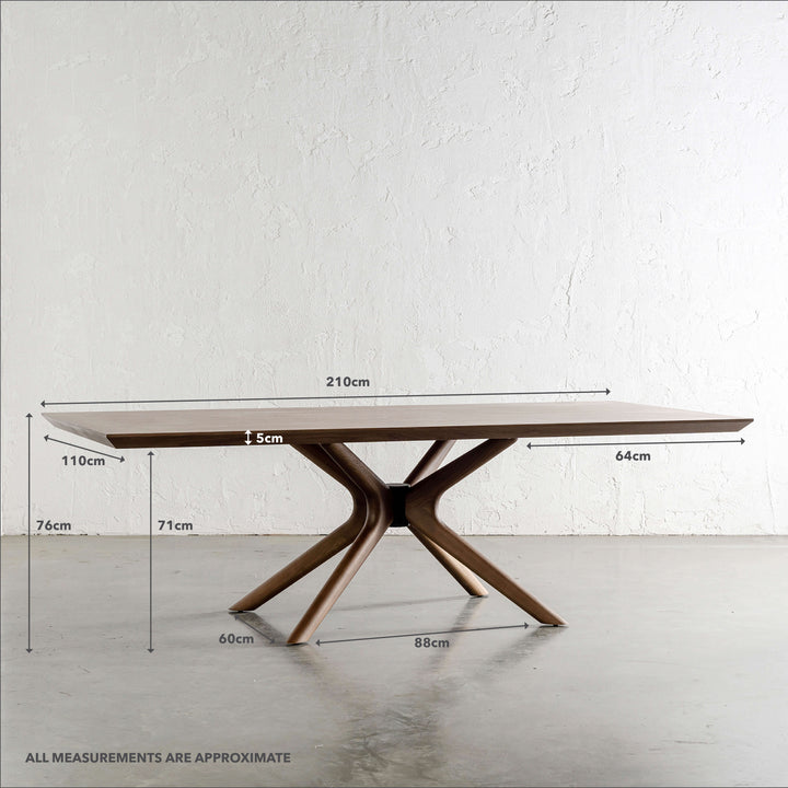 BRETON DINING TABLE  |  DEEP WALNUT WOOD GRAIN  |  210CM | MEASUREMENTS