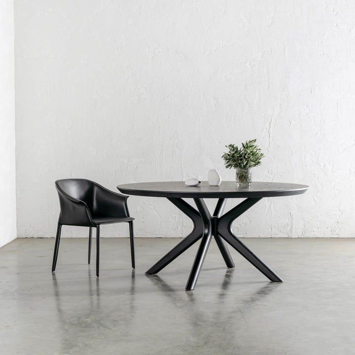 BRETON ROUND DINING TABLE | BLACK NOIR WOOD GRAIN | 150CM