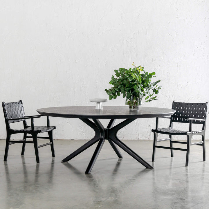 BRETON ROUND DINING TABLE | BLACK NOIR WOOD GRAIN | 180CM