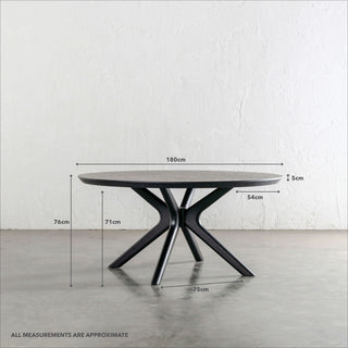BRETON ROUND DINING TABLE  |  BLACK NOIR WOOD GRAIN  |  180CM | MEASUREMENTS