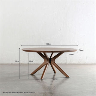 BRETON ROUND DINING TABLE  |  DEEP WALNUT WOOD GRAIN  |  120CM | MEASUREMENTS