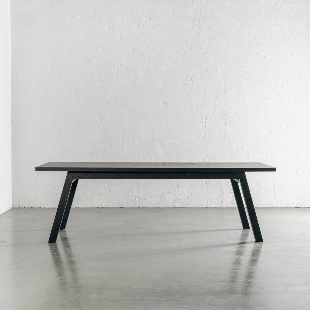 BRIONI DINING TABLE SIDE VIEW  |  BLACK NOIR WOOD GRAIN  |  240CM