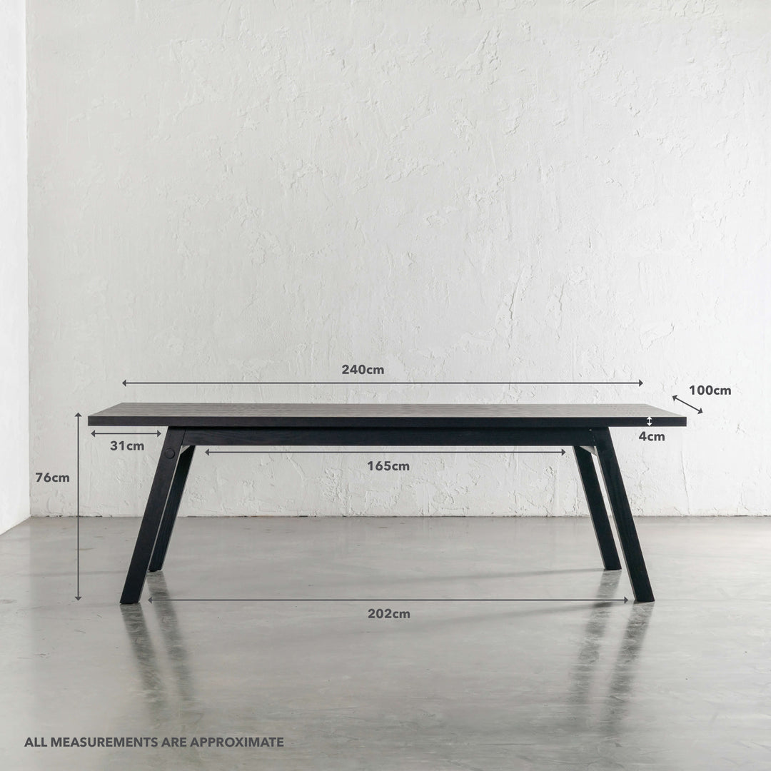 BRIONI DINING TABLE  |  BLACK NOIR WOOD GRAIN  |  240CM | MEASUREMENTS