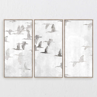LBD EXCLUSIVE  |  BARRACA FRAMED CANVAS PRINT  |  SET OF 3  |  60 X 120CM  |  OFF WHITE + NATURAL  |  LIGHT NATURAL FRAME