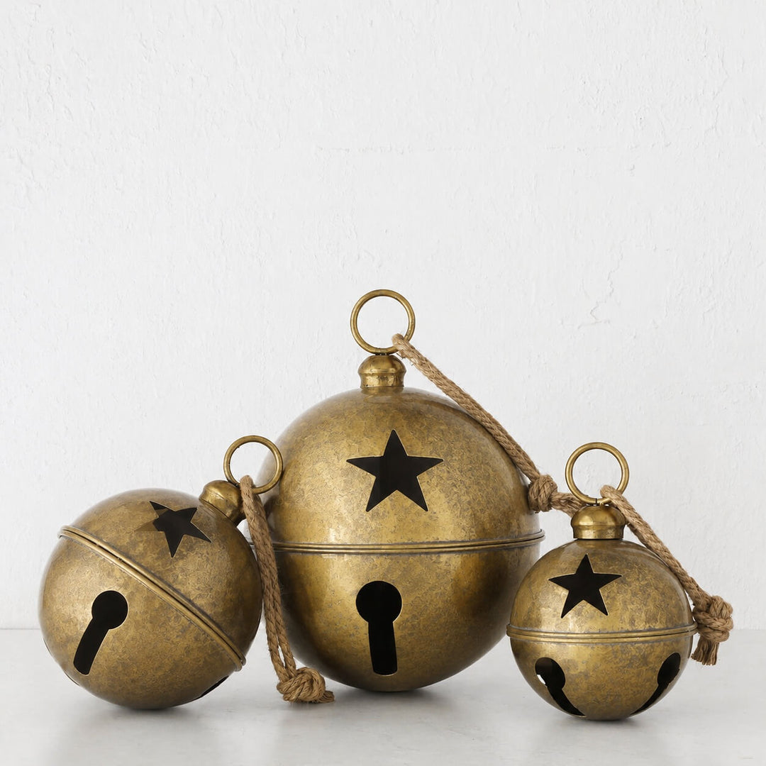 CHRISTMAS BELL BAUBLE  |  50CM  |  ANTIQUE GOLD