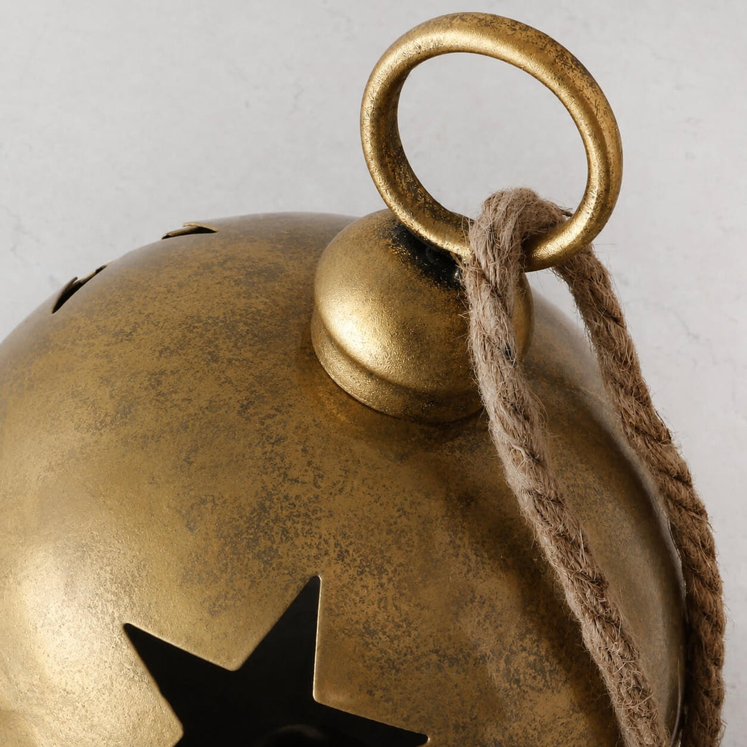 CHRISTMAS BELL BAUBLE BUNDLE X2  |  16CM + 20CM  |  ANTIQUE GOLD