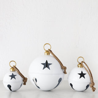 CHRISTMAS BELL BAUBLE BUNDLE X3  |  16 + 20 + 30CM  |  GLOSS WHITE