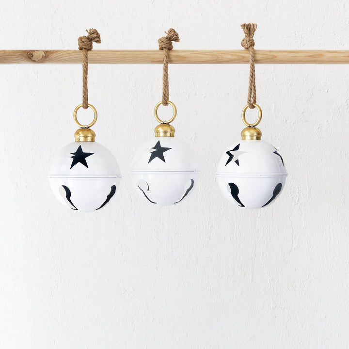 CHRISTMAS BELL BAUBLE BUNDLE X3  |  16CM  |  GLOSS WHITE