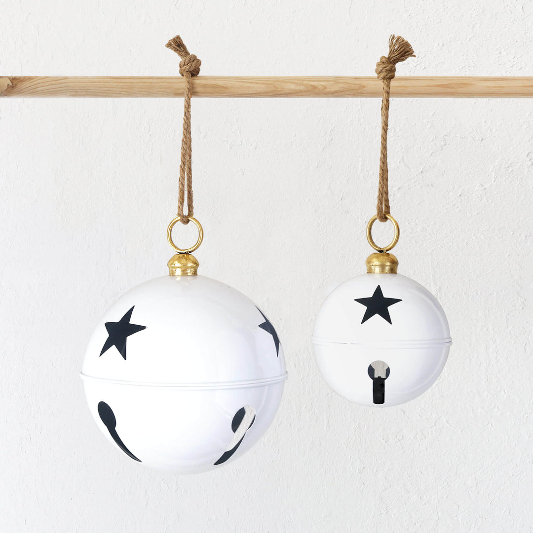 CHRISTMAS BELL BAUBLE BUNDLE X2  |  20CM + 30CM  |  GLOSS WHITE