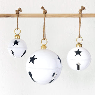 CHRISTMAS BELL BAUBLE BUNDLE X3  |  16 + 20 + 30CM  |  GLOSS WHITE