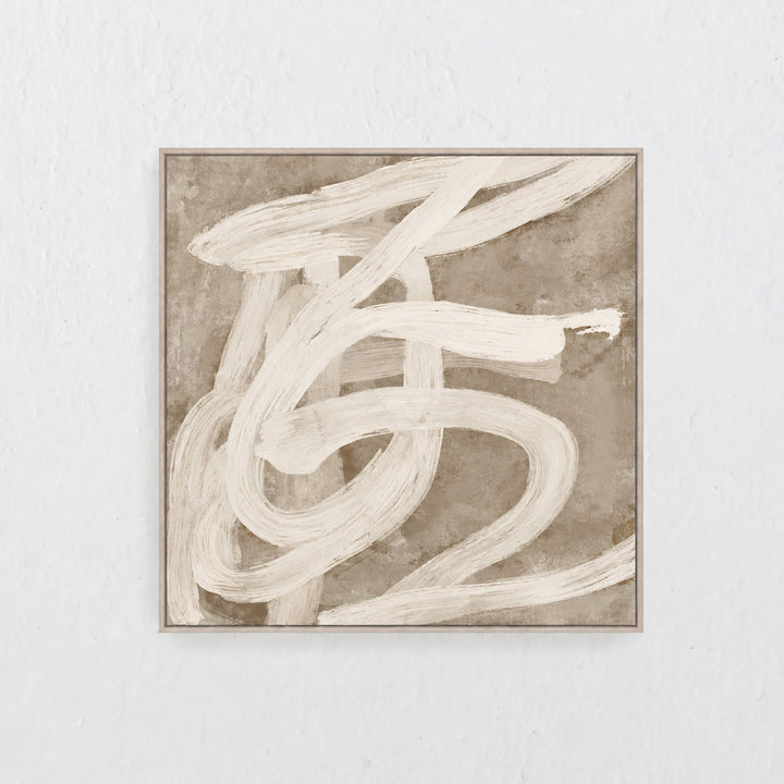 BELLUNO FRAMED CANVAS PRINT  | 140X140CM  |  TAUPE + OFF WHITE  |  LIGHT NATURAL FRAME