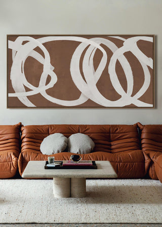 LBD EXCLUSIVE  |  BENABARRE FRAMED CANVAS PRINT  |  80X160CM  |  TERRA RUST + WHITE  |  OAK NATURAL FRAME