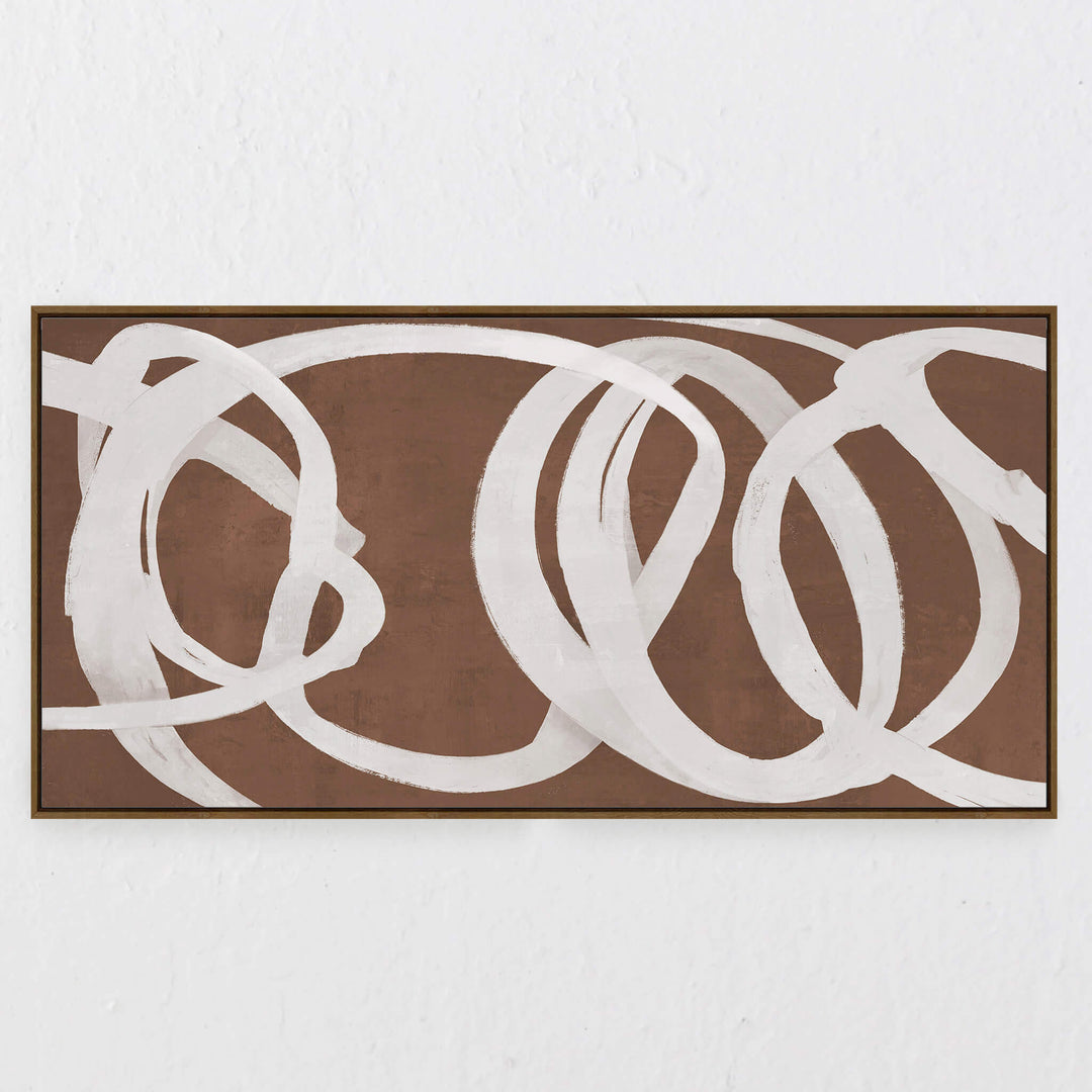 LBD EXCLUSIVE  |  BENABARRE FRAMED CANVAS PRINT  |  80X160CM  |  TERRA RUST + WHITE  |  OAK NATURAL FRAME