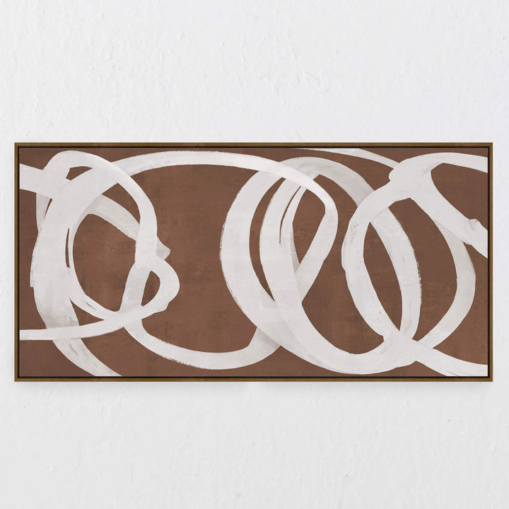 LBD EXCLUSIVE  |  BENABARRE FRAMED CANVAS PRINT  |  80X160CM  |  TERRA RUST + WHITE  |  OAK NATURAL FRAME