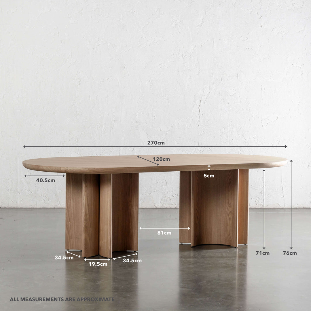 BOLLENE DINING TABLE  |  DEEP WALNUT WOOD GRAIN  |  270CM | MEASUREMENTS