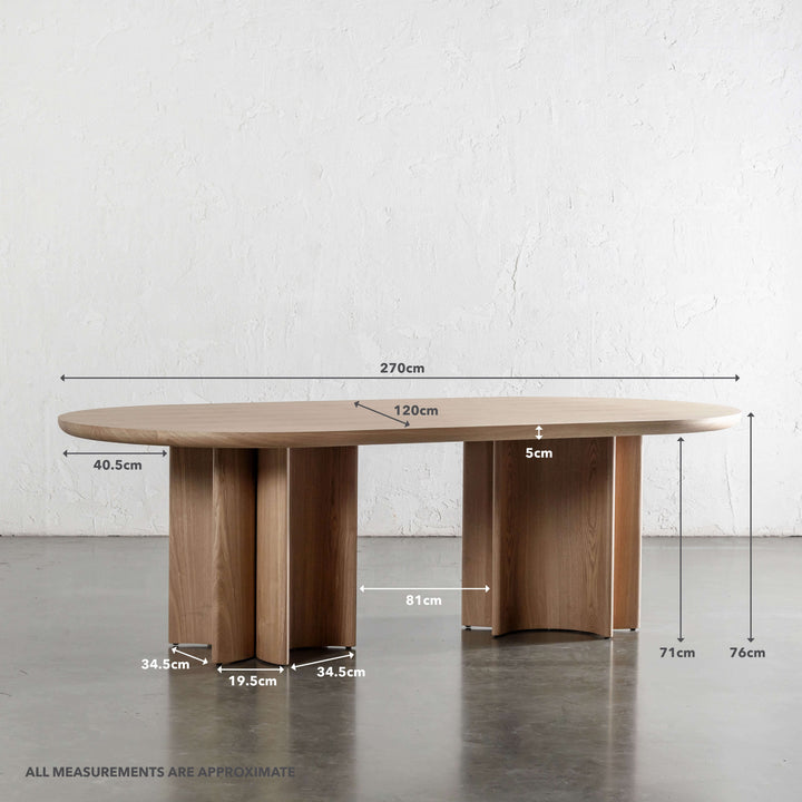 BOLLENE DINING TABLE  |  DEEP WALNUT WOOD GRAIN  |  270CM | MEASUREMENTS