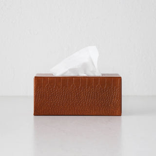 BOND CROCODILE RECTANGLE TISSUE BOX  |  TAN