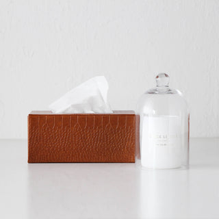 BOND CROCODILE RECTANGLE TISSUE BOX COVER  |  TAN