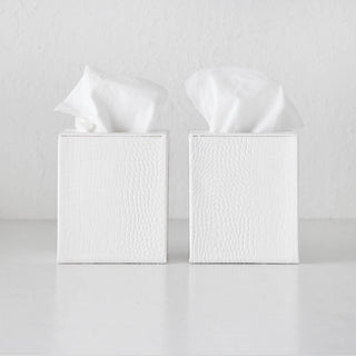 BOND CROCODILE SQUARE TISSUE BOX COVER  |  BUNDLE X2  |  LIME WHITE