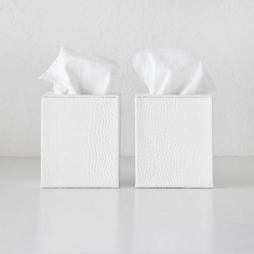 BOND CROCODILE SQUARE TISSUE BOX COVER  |  BUNDLE X2  |  LIME WHITE