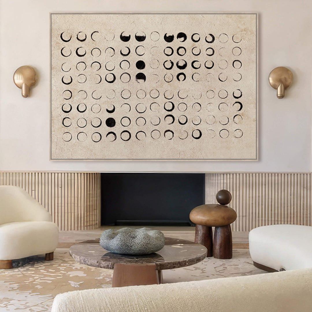 Bouville Framed Canvas Textured Print  | 100 x 140cm  | Charcoal + Sand