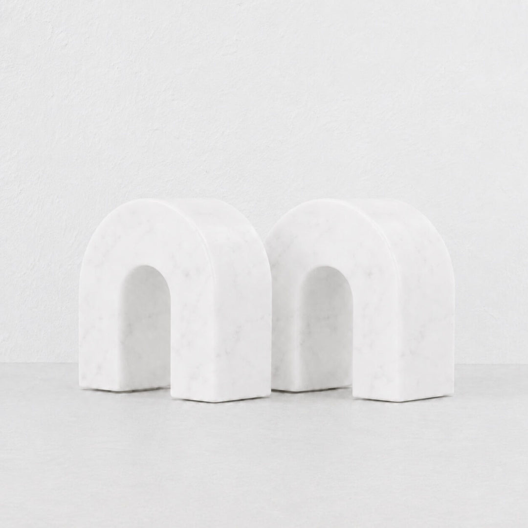 BOYD MARBLE BOOKENDS  |  SET OF 2  |  WHITE MARBLE