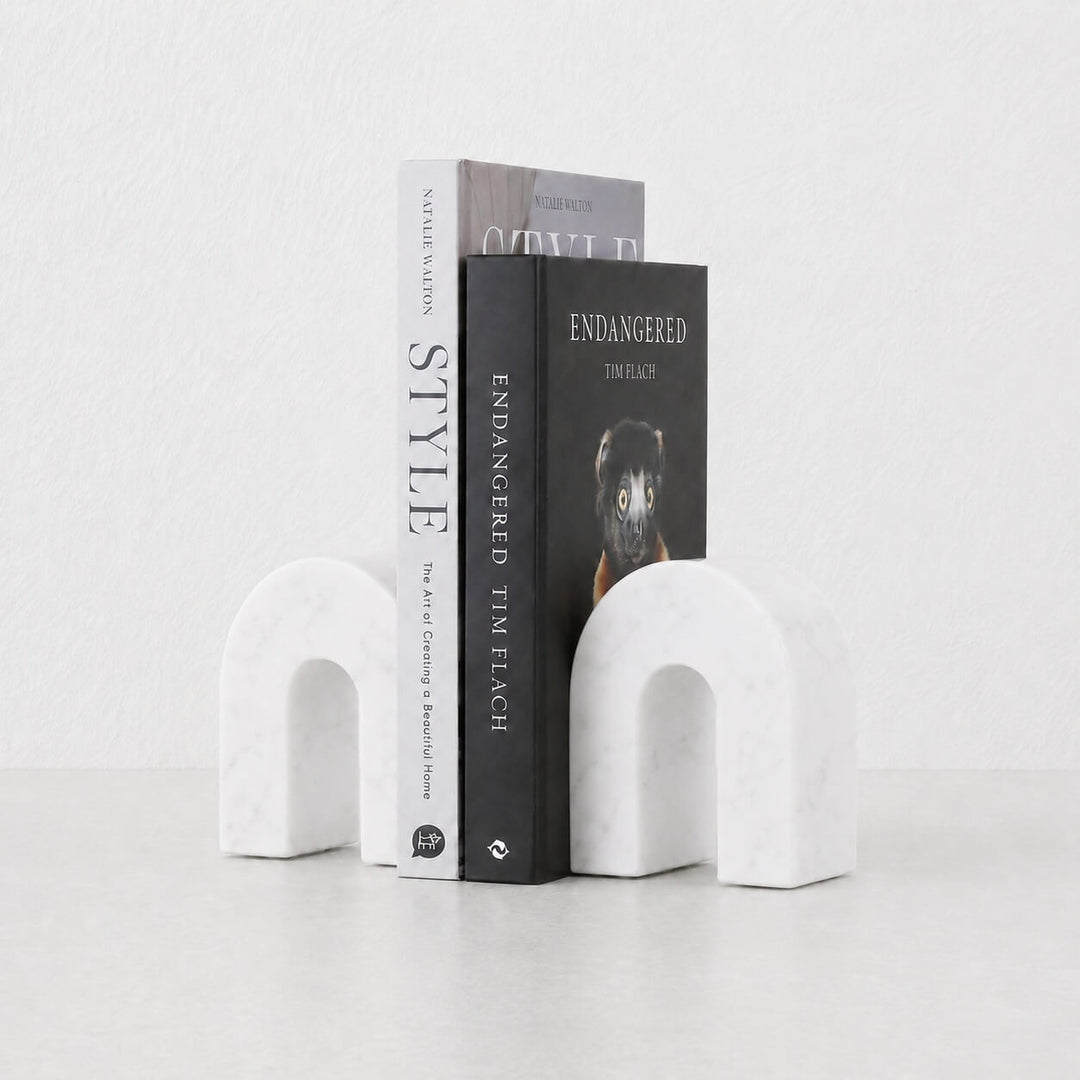 BOYD MARBLE BOOKENDS  |  SET OF 2  |  WHITE MARBLE