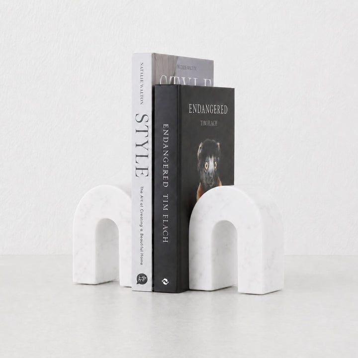 BOYD MARBLE BOOKENDS  |  SET OF 2  |  WHITE MARBLE