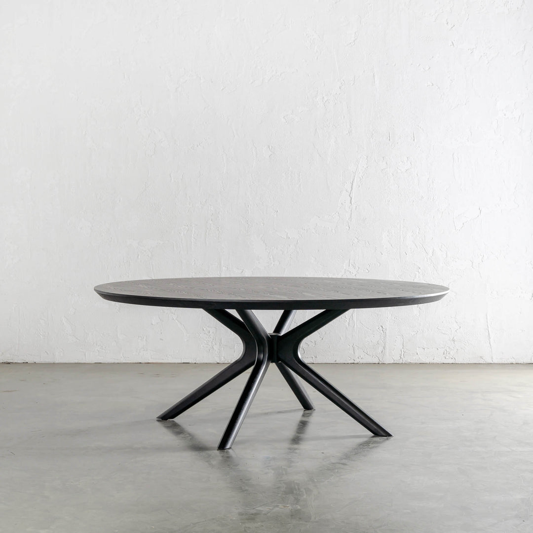 BRETON ROUND DINING TABLE  |  BLACK NOIR WOOD GRAIN  |  180CM