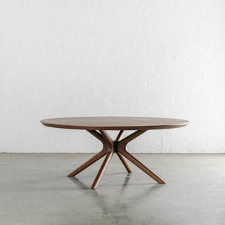 BRETON ROUND DINING TABLE  |  DEEP WALNUT WOOD GRAIN  |  180CM